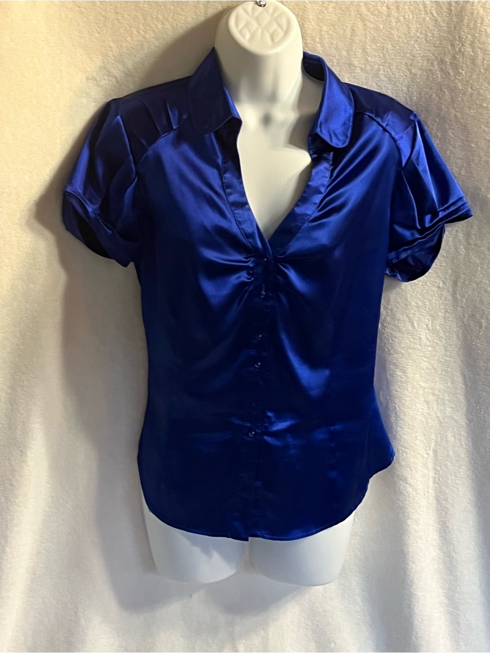 Bianca Nygard Satin Blouse in Cobalt Blue